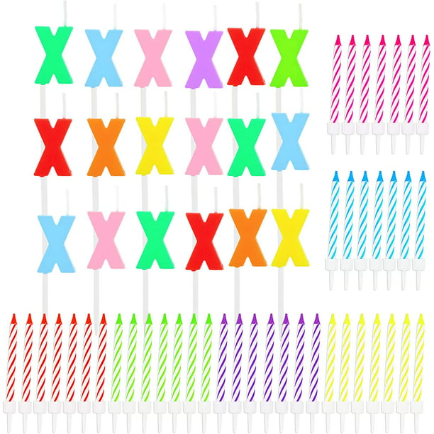 96 Pack Letter X Birthday Cake Candles Set with Holders